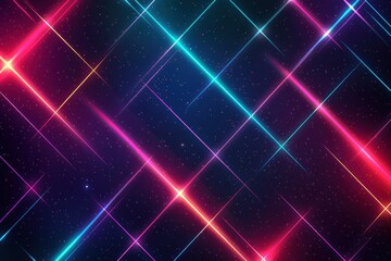 Poster - Retro 1990s grid pattern featuring vibrant colors with intersecting lines creating a dynamic and energetic look. Generative AI