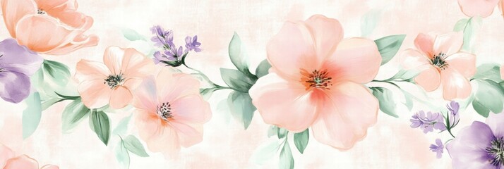 Poster - Floral pattern design featuring delicate flowers in soft pastel shades for elegant decor. Generative AI