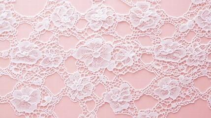 Poster - Lace inspired seamless pattern featuring delicate floral motifs on a soft pink background for elegant designs. Generative AI