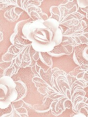 Poster - Beautiful lace inspired seamless pattern featuring intricate floral designs in soft pastel tones. Generative AI