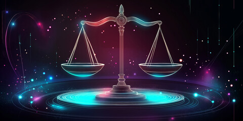 Aufkleber - Balancing scales symbolizing justice and equality in digital space
