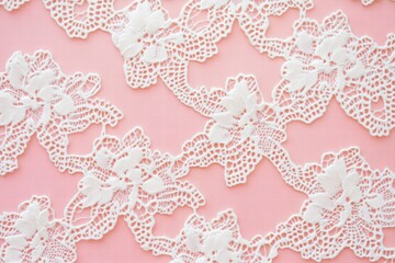 Poster - Lace inspired seamless pattern with floral motifs on a soft pink background. Generative AI