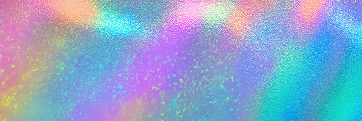 Poster - Iridescent holographic material creates colorful rainbow background
