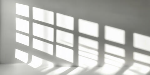 Poster - Window sunlight shadow overlay creating geometric abstract shapes on white wall