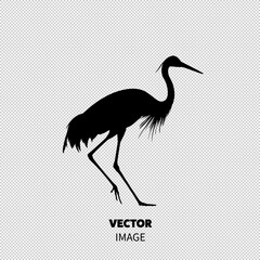 Wall Mural - Elegant silhouette of a crane standing gracefully against a plain background.