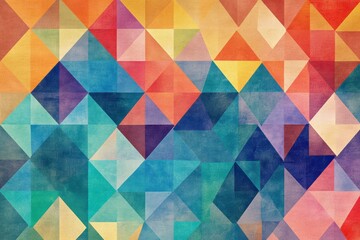 Aufkleber - Vibrant mosaic pattern of colorful triangles creating an abstract texture suitable for various design projects. Generative AI