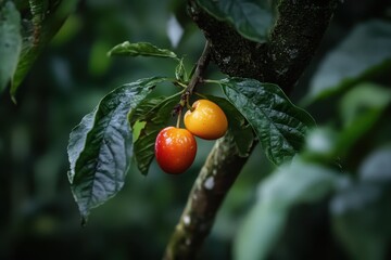 Wall Mural - Mature Surinam Cherry fruit on tree Pitanga Brazilian Cherry Cayenne Cherry