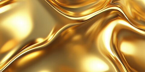 Poster - Flowing golden fabric creating abstract shapes and textures