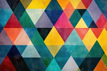 Leinwandbilder - Vibrant mosaic pattern showcasing colorful triangles in a geometric arrangement. Generative AI