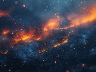 Wall Mural - dark blue abstract background with glowing dust particles, creating a magical, futuristic atmosphere