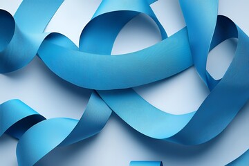 Wall Mural - folded blue ribbon abstract background with 3d layers