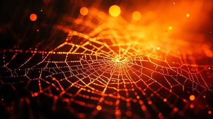 webs dissolve into radiant glowing abstract patterns., Generative AI