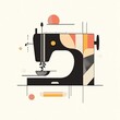 © qois - Modern minimalist illustration of a sewing machine with abstract geometric patterns.