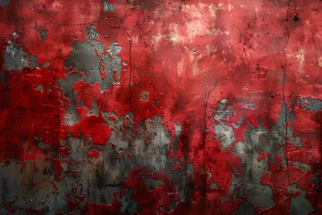 Wall Mural - A red wall with peeling paint on it