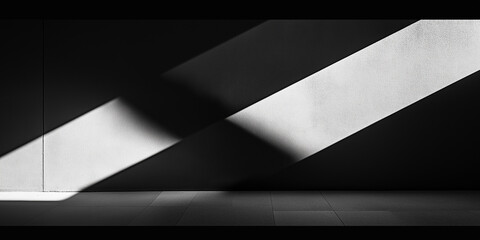 Leinwandbilder - Diagonal light beams creating high contrast on empty room wall