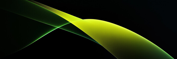 Leinwandbilder - Abstract green and yellow wave flowing on black background