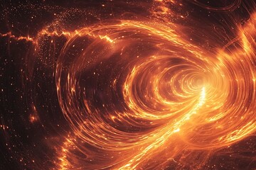 Wall Mural - A glowing, infinite tunnel of cosmic energy waves and radiant particles.