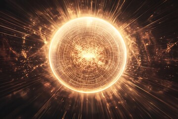 Wall Mural - A glowing sphere that seems to stretch infinitely outward, surrounded by light.