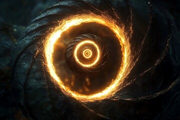 Wall Mural - A glowing spiral of light fading into a dark, infinite void.