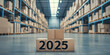 © Andres Mejia - Cardboard boxes showing 2025 in distribution warehouse