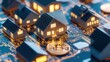 © TopMedia - Digital Real Estate Concept with Bitcoin and Smart Homes Illustration