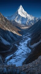 Wall Mural - Majestic Himalayan Peak and Valley River Scene