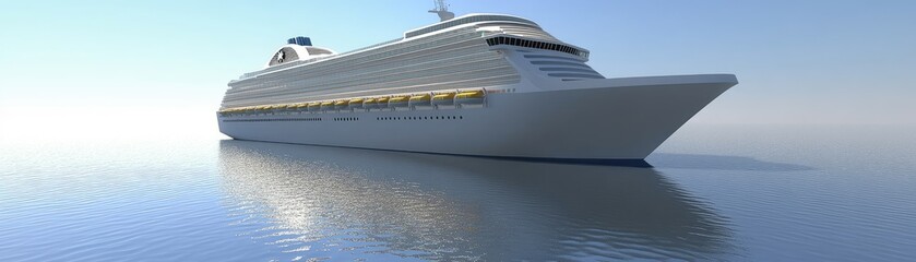 A large cruise ship sailing on calm waters, designed for leisure travel.