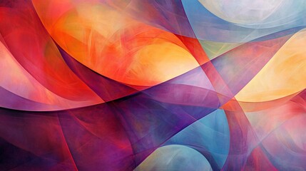 Poster - Abstract art with vibrant red, orange, blue, and purple hues in swirling, overlapping layers.