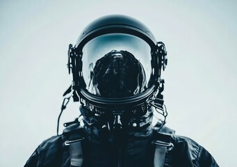 Aufkleber - Close-up of an astronaut's helmet against a light background.