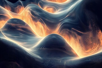 Wall Mural - a pattern of luminous waves flowing infinitely into a smooth transition.