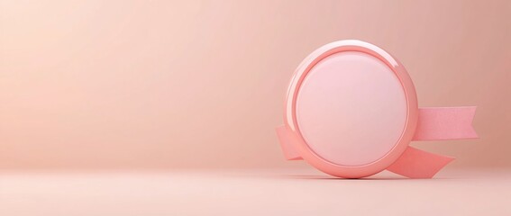 Aufkleber - Pink circle with ribbon on pastel background.