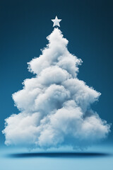 Poster - Christmas tree made of clouds with a bright star on top