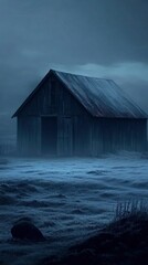 Wall Mural - Old Barn Stands Alone In Misty Field