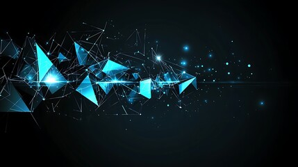 A blue background with a series of blue triangles