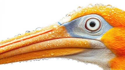 Wall Mural - A close-up of a colorful bird's head with water droplets.