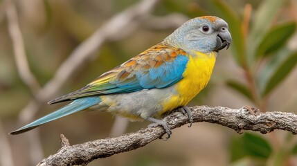 Wall Mural - A colorful parrot perched on a branch, showcasing its vibrant feathers.