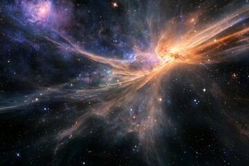 Wall Mural - a vast, infinite field of radiating cosmic energy and distant galaxies.