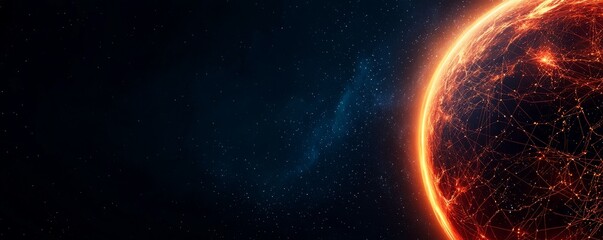 Wall Mural - A vibrant cosmic scene featuring a glowing planet against a deep space background, showcasing the beauty of the universe.