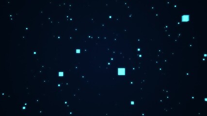 Digital data flow, particle flight animation, blue technological particle background, motion design, video, animation