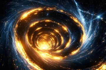 Wall Mural - an endless spiral of glowing energy streams and radiant particles in space.