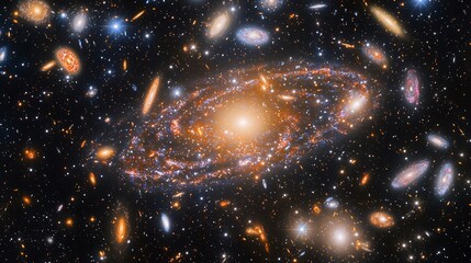 Wall Mural - an infinite loop of swirling galaxies and radiant cosmic dust particles in space.