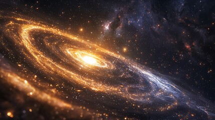 Wall Mural - an infinite loop of swirling galaxies and radiant cosmic dust particles in space.