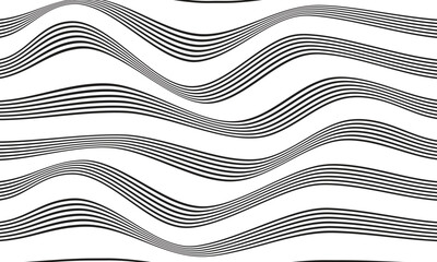 Wall Mural - abstract simple black thin line wave pattern art can be used background.