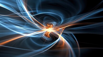 Poster - Abstract Colorful Light Waves in Motion Creating a Dynamic Flow of Energy and Vibrancy in a Dark Background Perfect for Modern Design and Digital Art