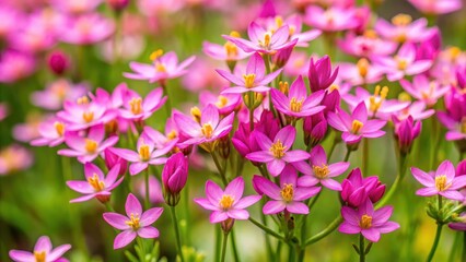 Wall Mural - Pink flowers of centaurium erythraea in a vibrant natural setting, pink, flowers, centaurium erythraea, plant, nature