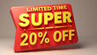 © GUS - 3d badge shape yellow and red super offer promo discount background