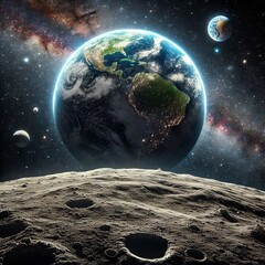 Wall Mural - view of earth from the moon earthrise as seen from the moon's pe