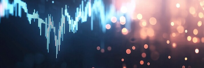 A digital blue stock market graph going up with a light bokeh background.