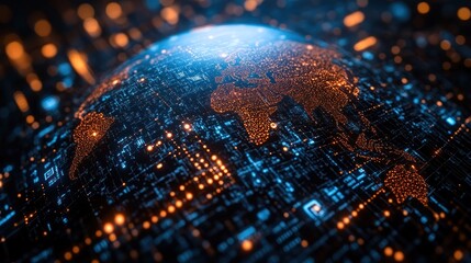 Global network, digital world, futuristic technology.