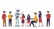© happy Wu  - ロボットと学習する生徒たち - 未来の教育 - イラスト素材